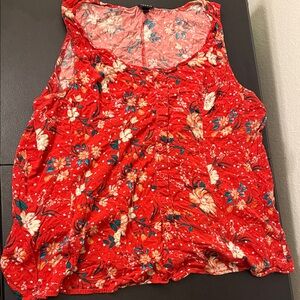 torrid Red Floral Sleeveless Scoop Neck Tank